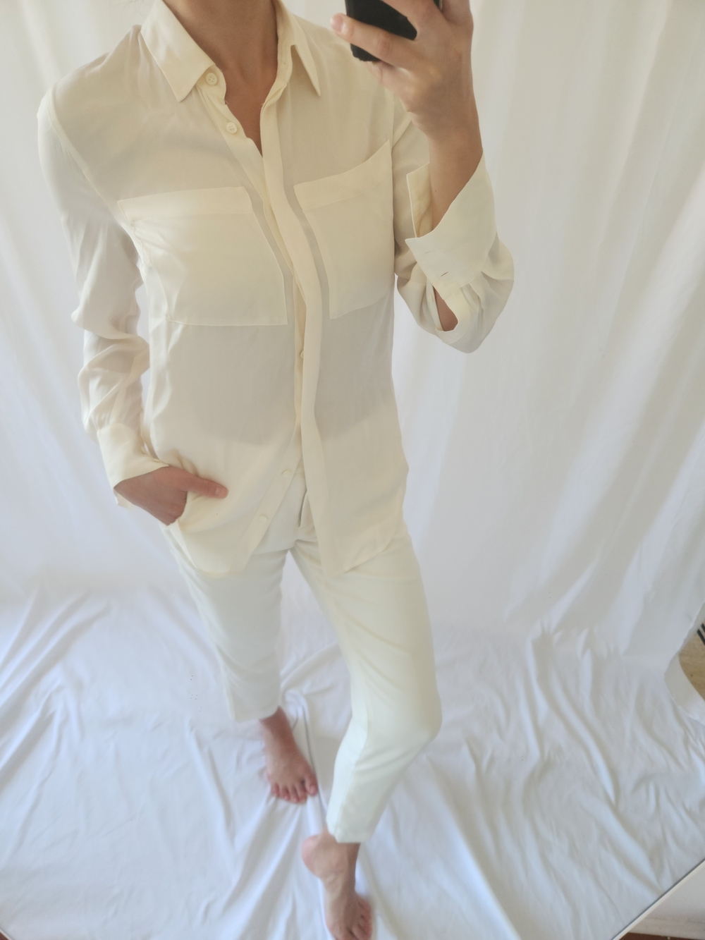 J. Crew Cream Button-Down Silk Blouse - Picture 2 of 9